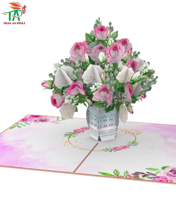 THIỆP 3D BÌNH HOA HỒNG AP892