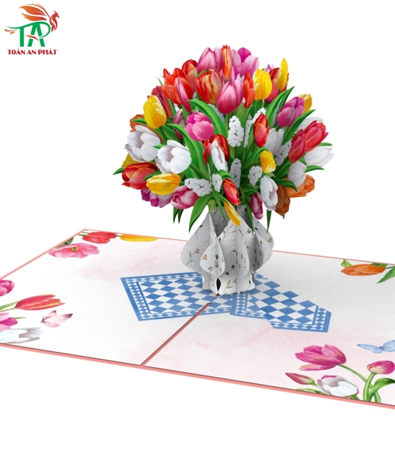 THIỆP 3D BÌNH HOA TULIP AP894