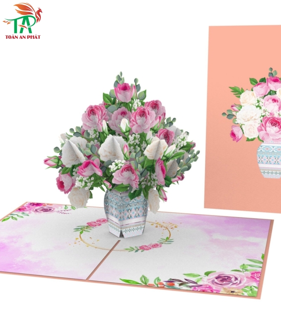 THIỆP 3D BÌNH HOA HỒNG AP892