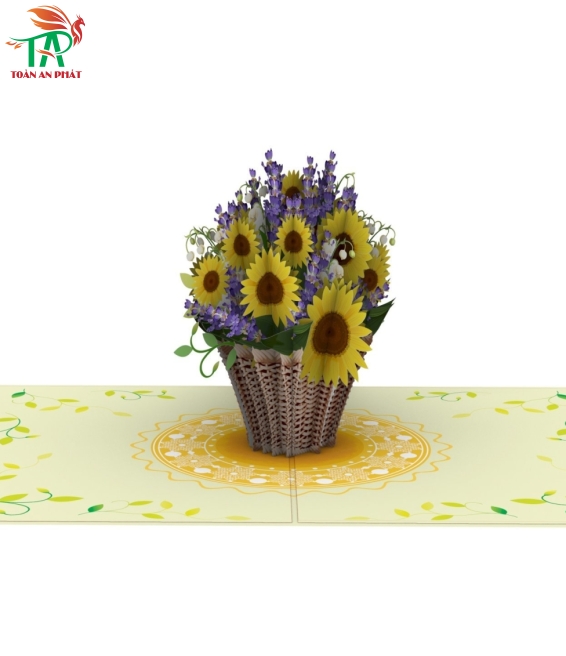 THIỆP 3D GIỎ HOA HƯỚNG DƯƠNG AP922