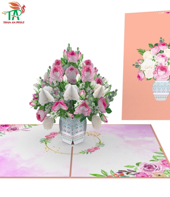 THIỆP 3D BÌNH HOA HỒNG AP892