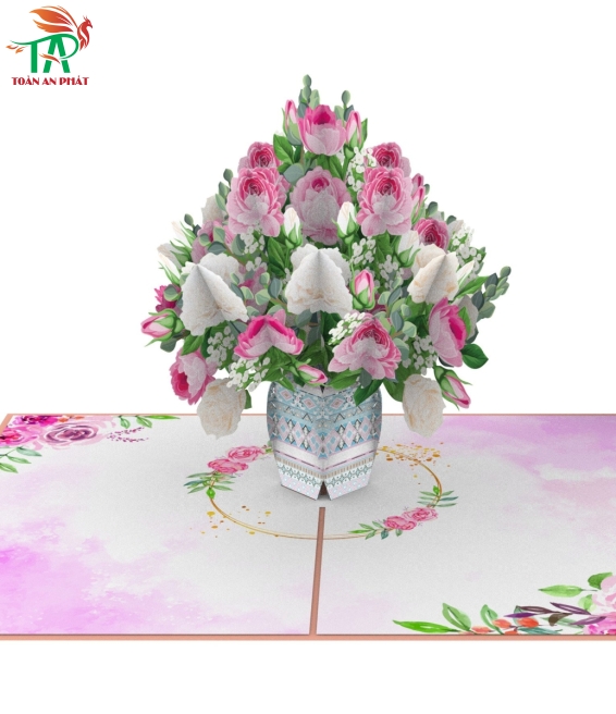 THIỆP 3D BÌNH HOA HỒNG AP892