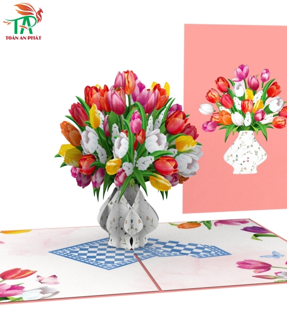 THIỆP 3D BÌNH HOA TULIP AP894